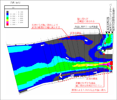 平面二次元解析による魚道整備後の流況予測