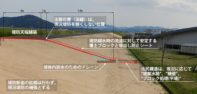 近畿地方整備局　豊岡河川国道事務所
円山川下流左岸道路嵩上げ他設計業務イメージ