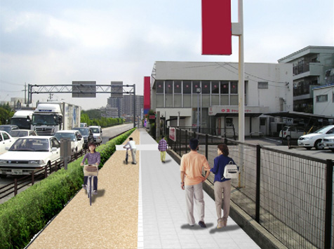 中部地方整備局 名古屋国道事務所
一般国道19号勝川電線共同溝整備による歩道空間の改善イメージ