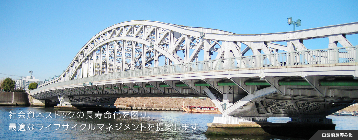 “社会資本ストックの長寿命化を図り、最適なライフサイクルマネジメントを提案します