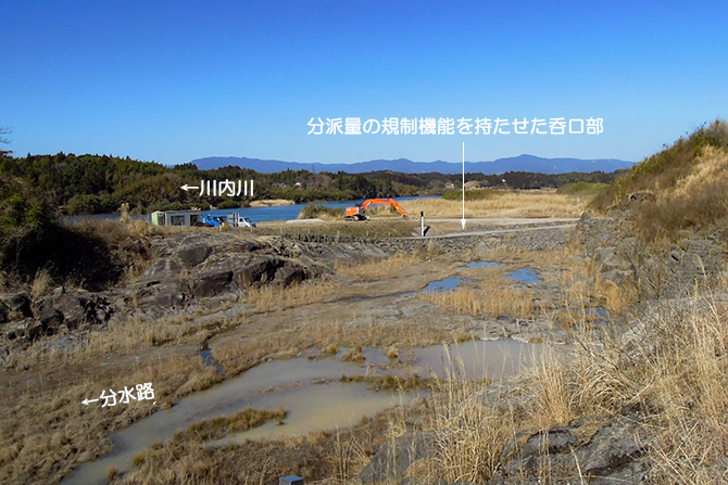 分派量の規制機能を有した横断道路があったかつての吞口部（平成27年3月撮影）